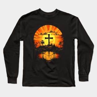 Christian Cross vintage Sunrise Long Sleeve T-Shirt